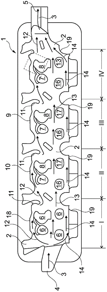 Cylinder head with fluid cooling device and method for cooling the cylinder head