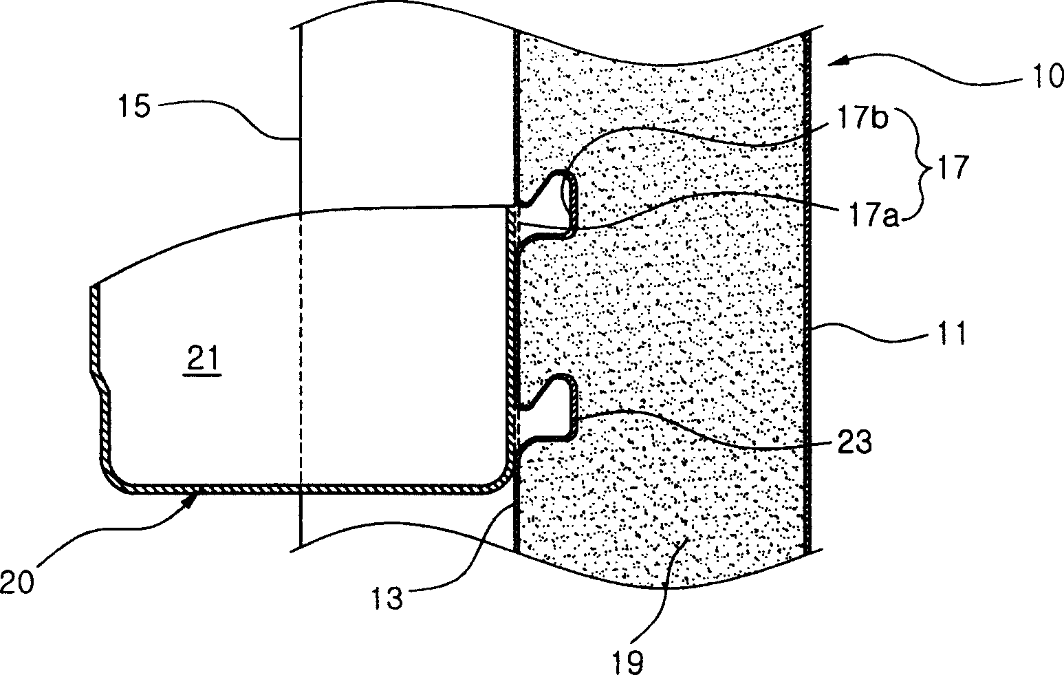 Mounting structure of rack for refrigerator door