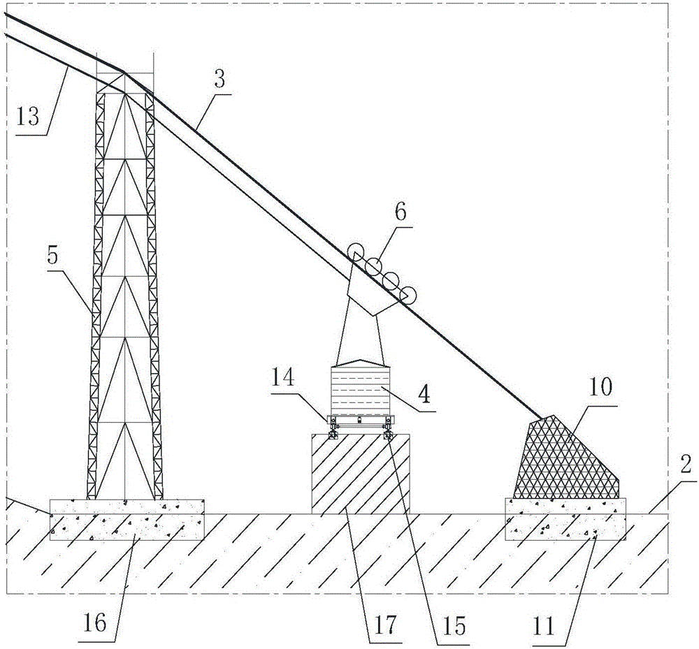 Cableway type transfer system for loading fish collection boxes to dam