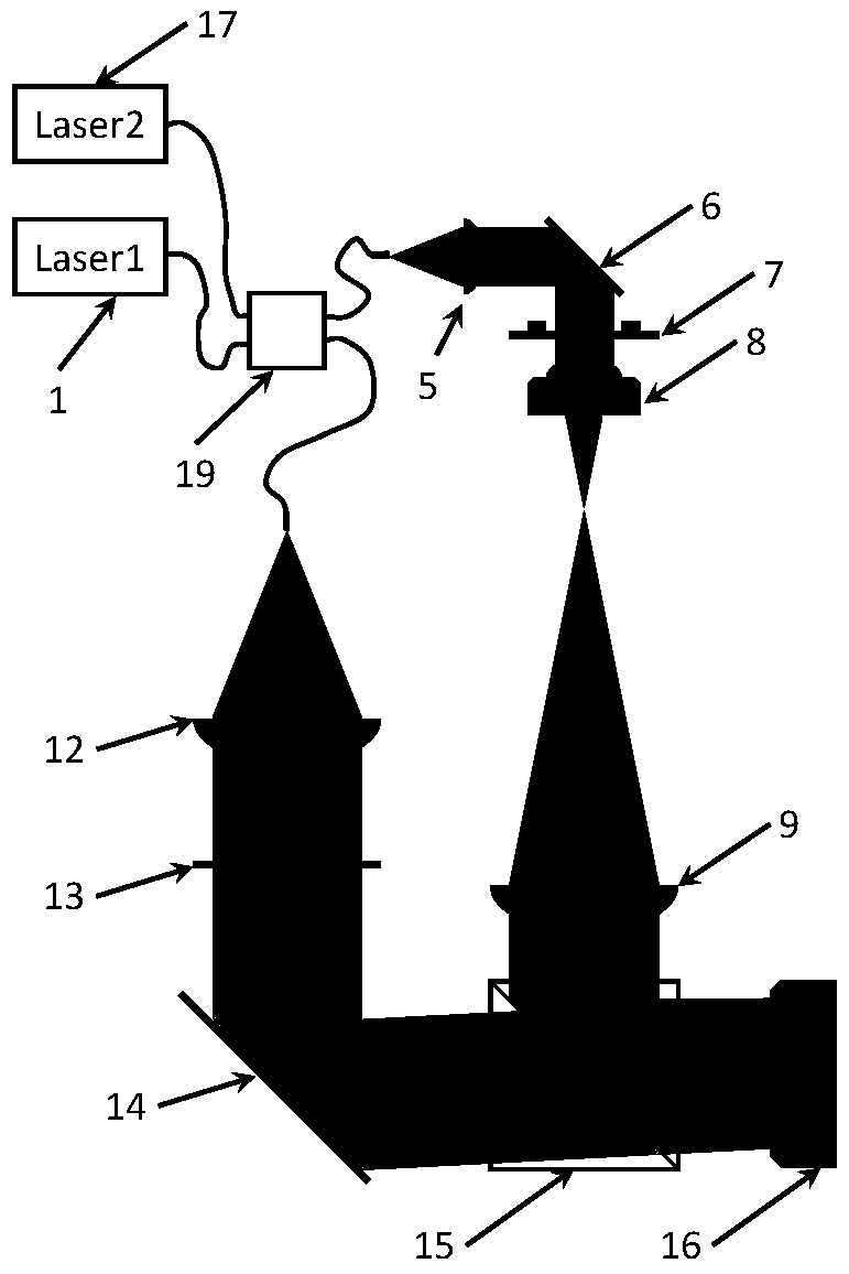 Transmission microscopic imaging device and method based on dual-wavelength digital holography technology