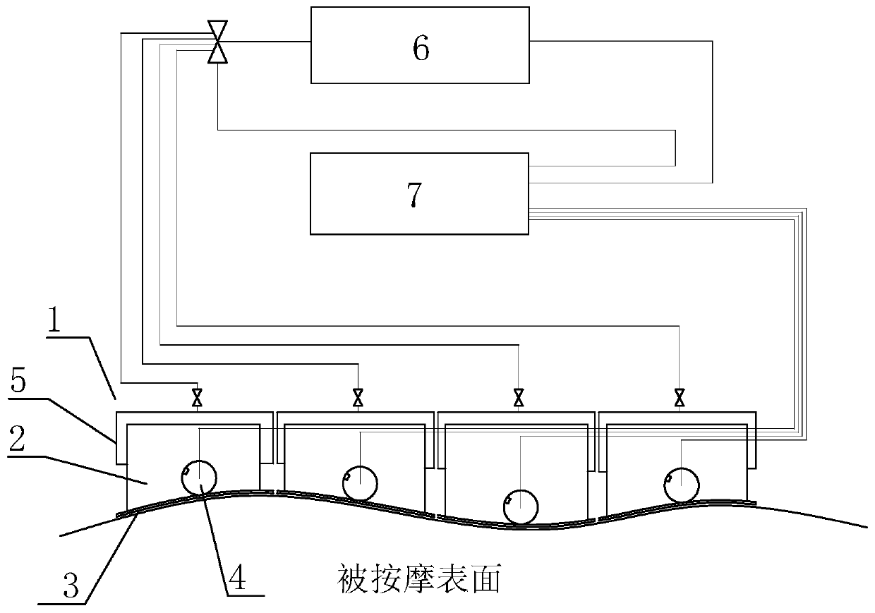 Massage apparatus self-adaptive to human surface curves and lower-limb physiotherapy equipment composed of massage apparatus