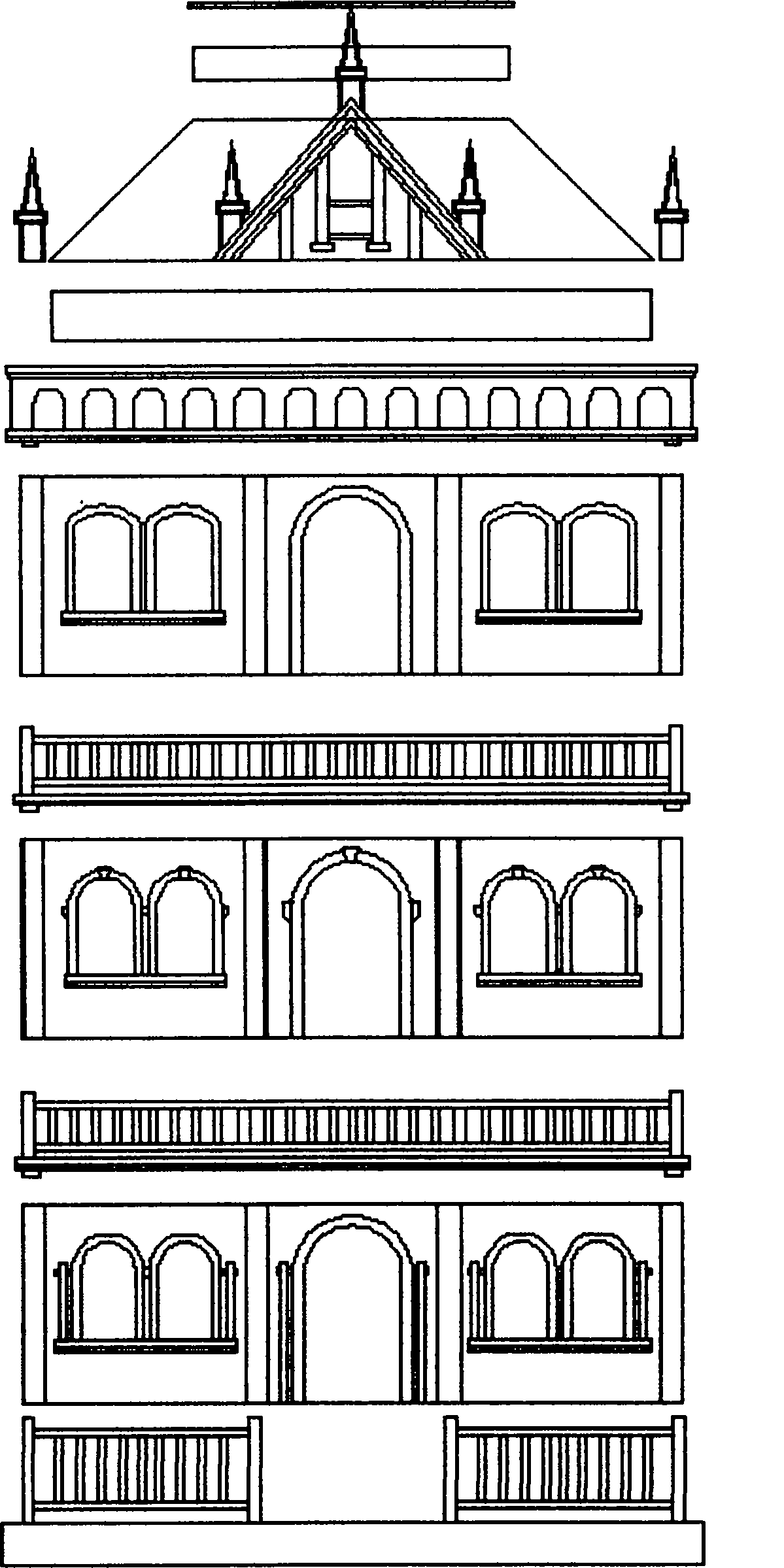 Family ancestral hall type laminated combined tomb villa