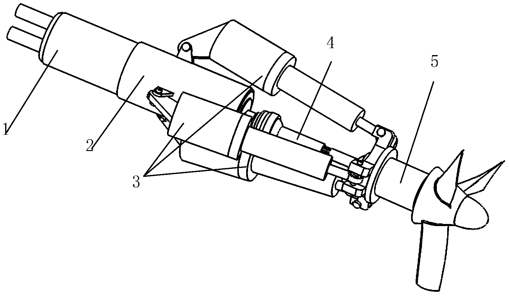 Novel underwater vehicle parallel vectored thruster and attitude determination method therefor