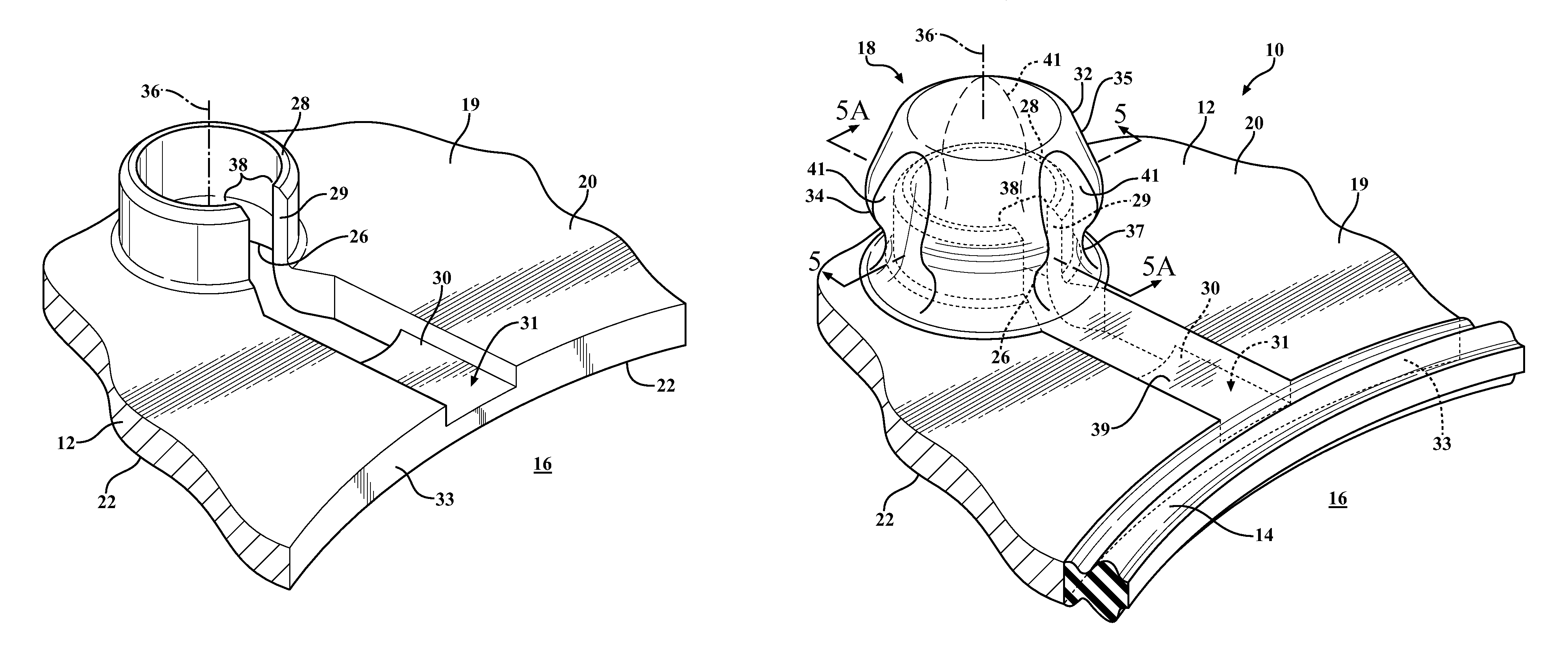 Gasket assembly with improved locating and retention pin and method of construction thereof