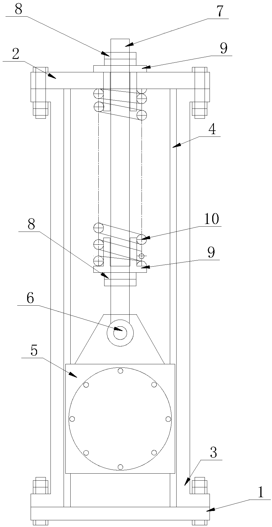 Tail wheel regulating device of novel bucket elevator
