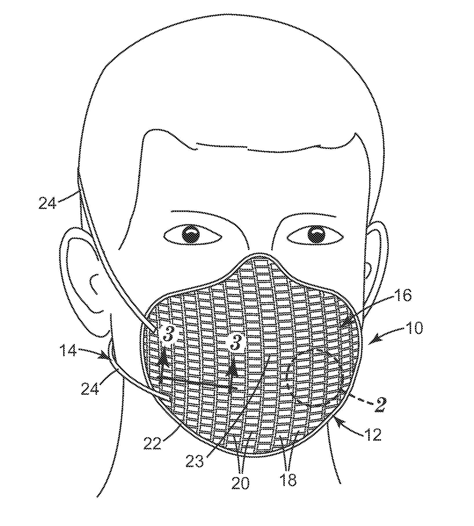 Filtering face-piece respirator having an auxetic mesh in the mask body