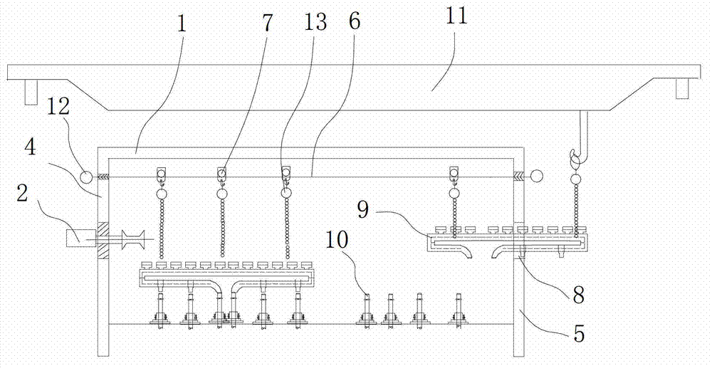 Structure and method for replacing water beam and stand column of heating furnace