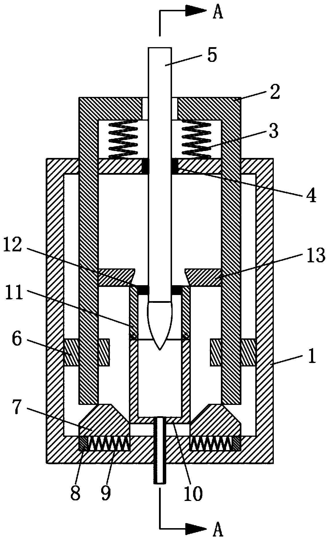 Pressing type brush pen washing device with pen holder and pen bristles washed simultaneously and use method thereof