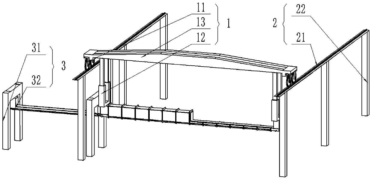 Suspension train incoming and outcoming system, suspension train transfering device and hanging type garage