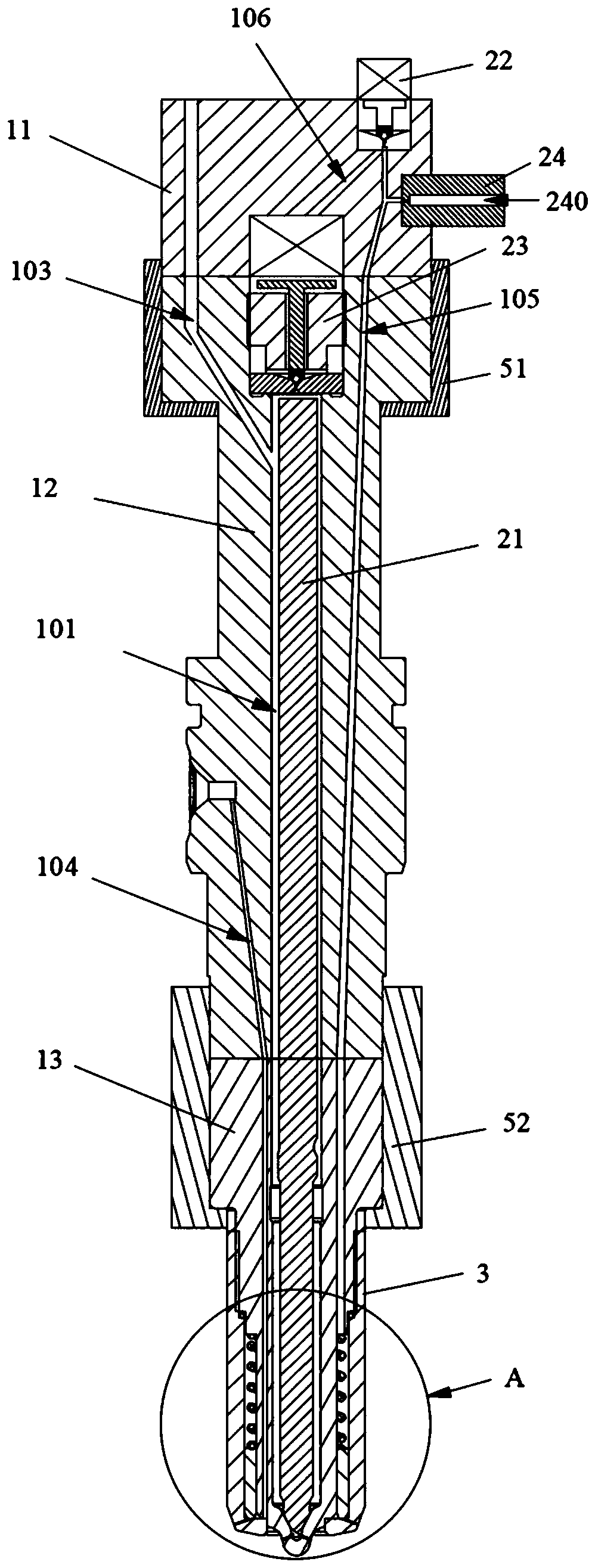 Integrated double-fuel injector and injection method thereof