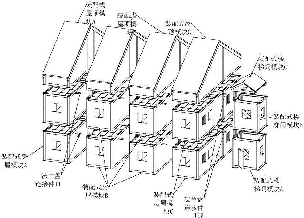 Modular low-layer assembling type house system of special-shaped column steel structure