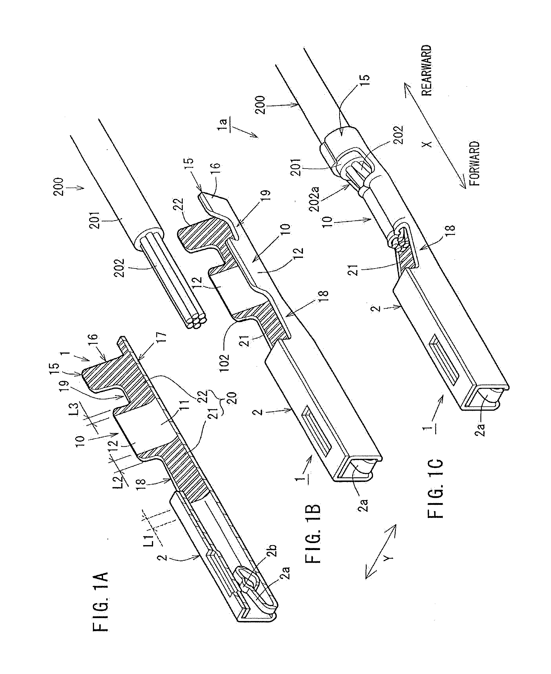 Crimp terminal, connection structural body and method for producing the crimp terminal