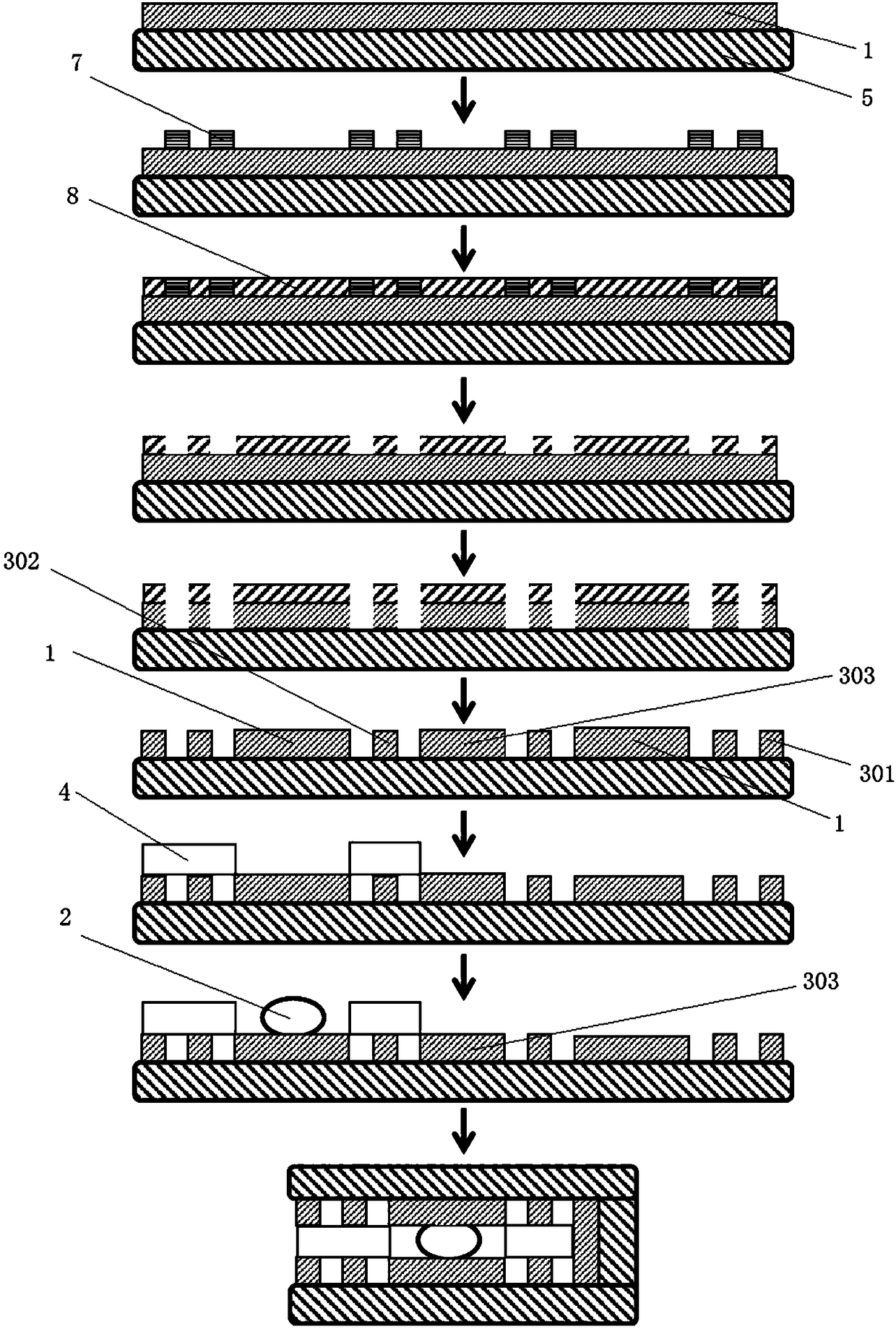 Full flexible passive pressure sensor based on microdroplet, and manufacturing method thereof, and detection method thereof