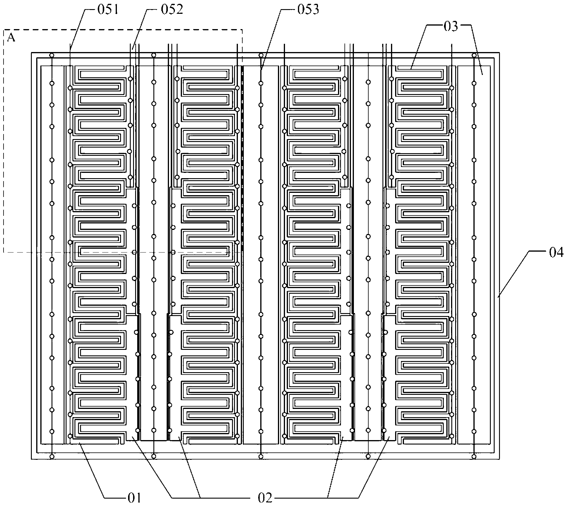 Capacitance-type embedded touch screen and display device