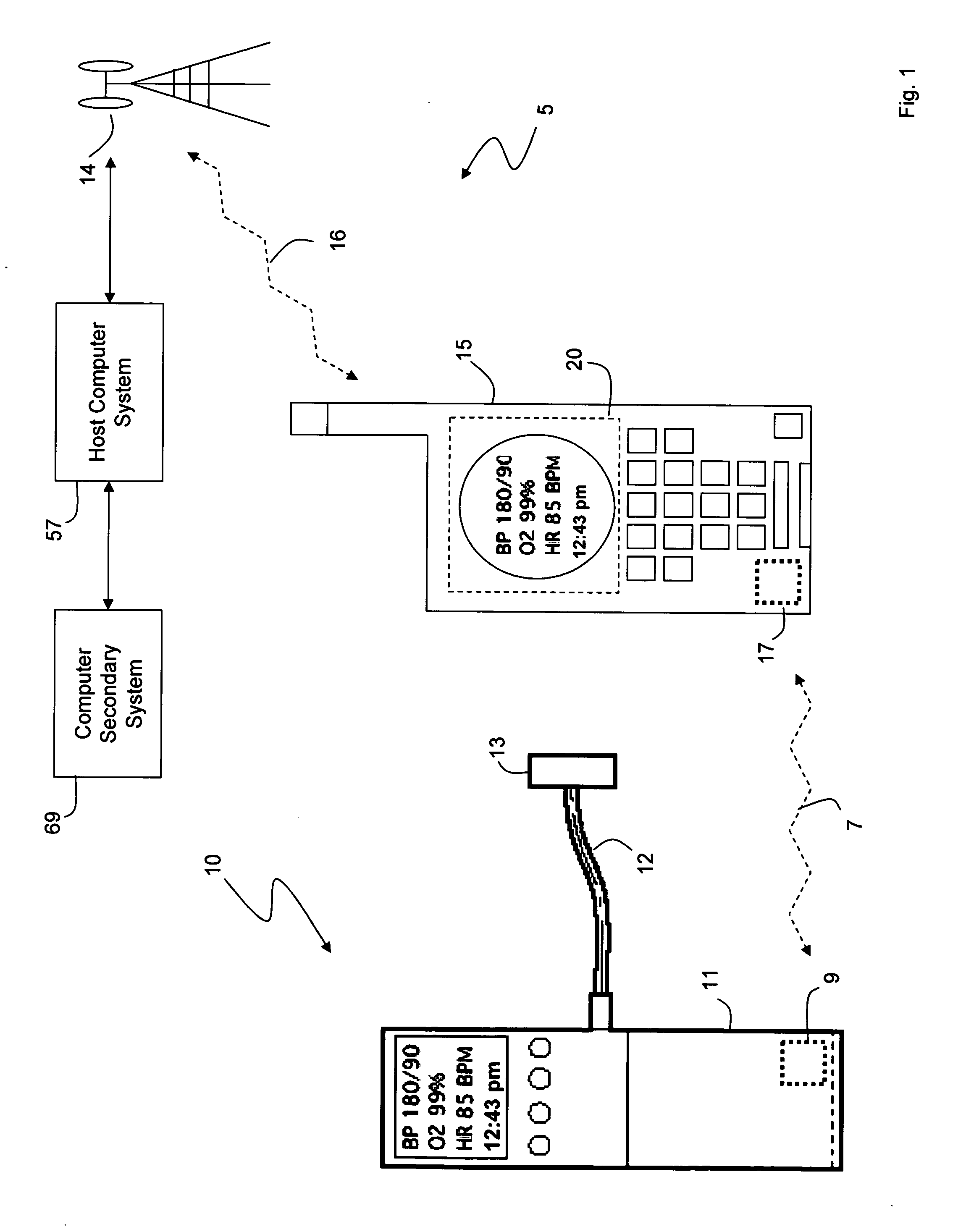 Cuffless blood-pressure monitor and accompanying wireless mobile device