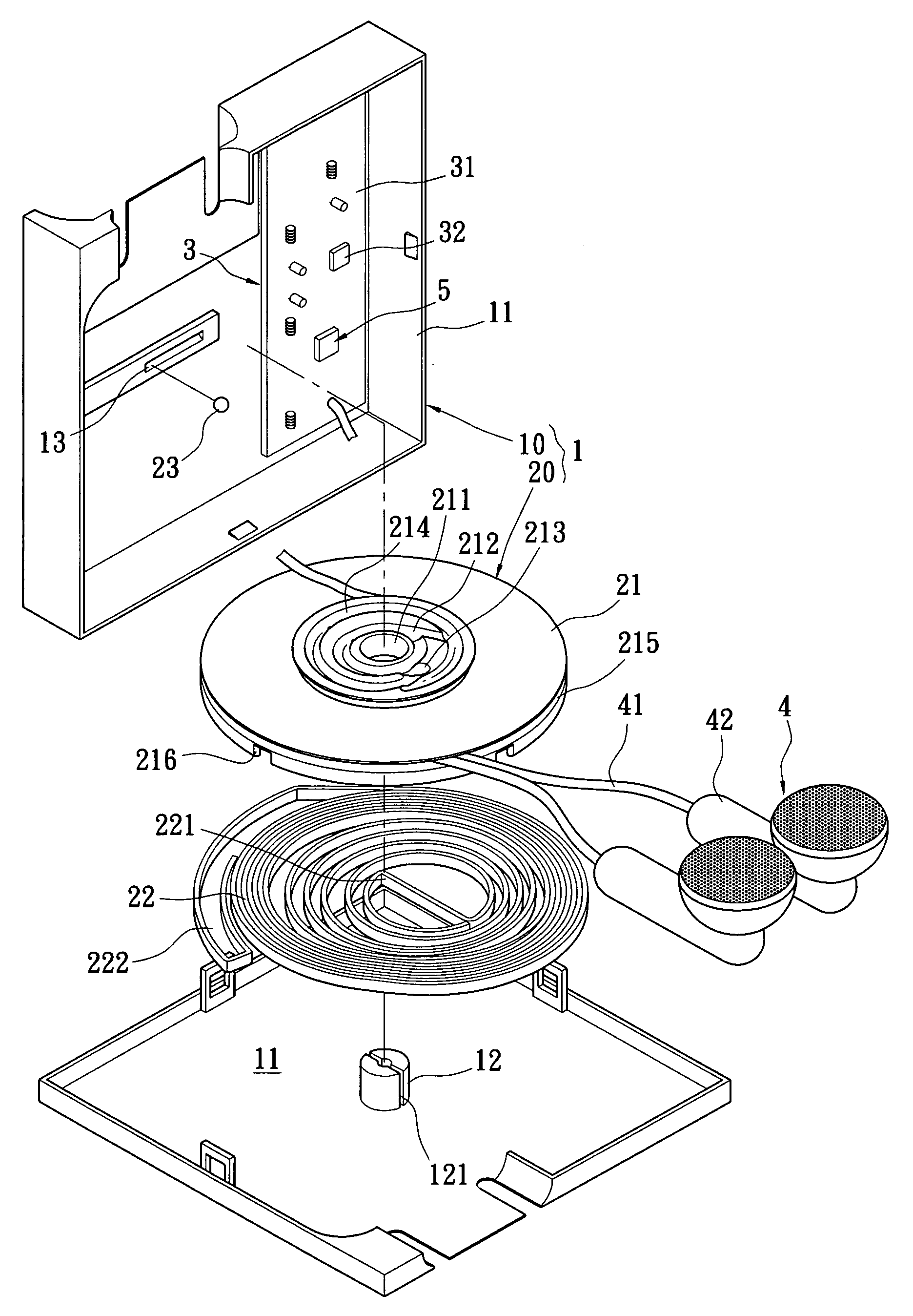 Reel device with music play function