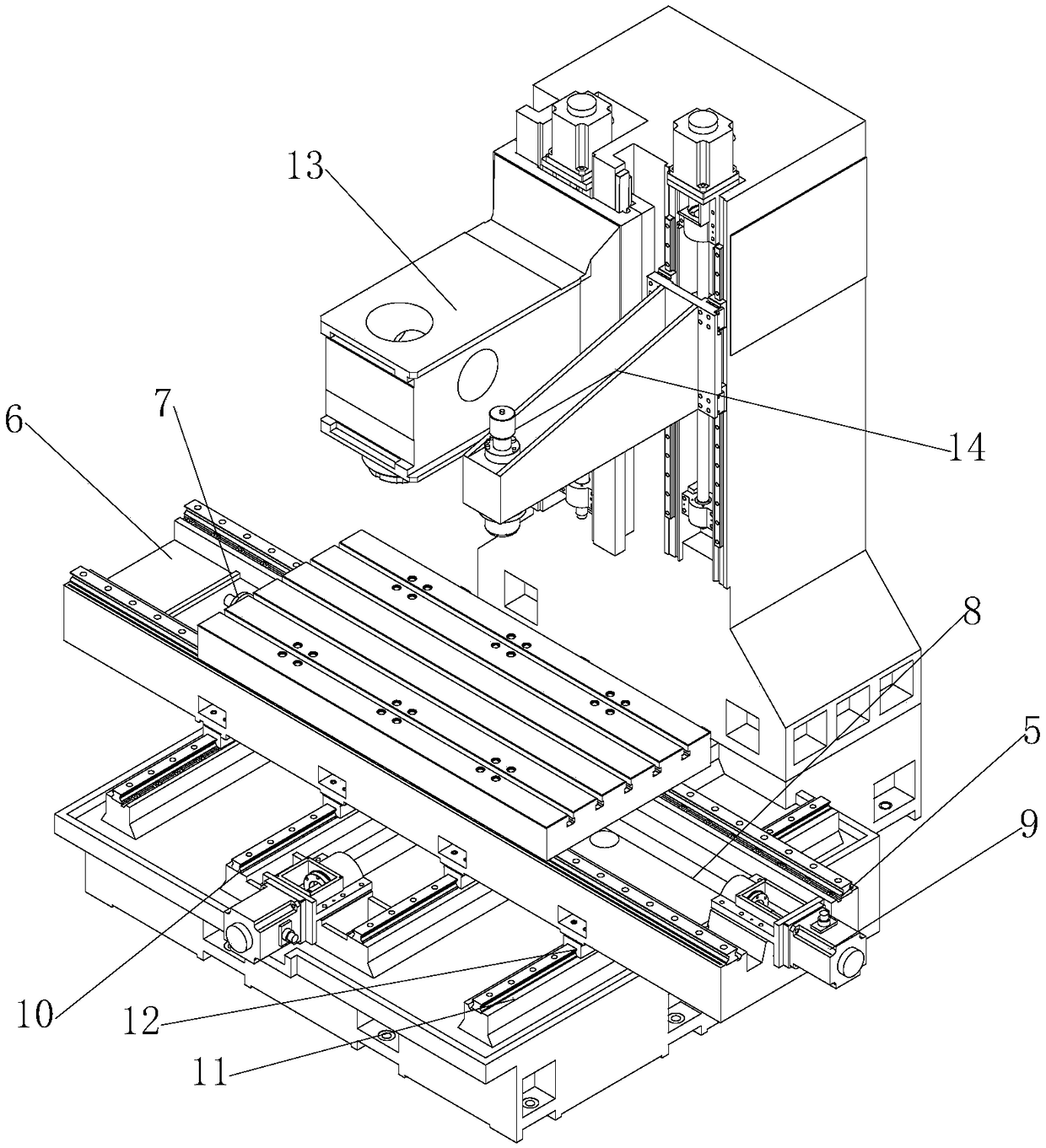 A rough and fine composite CNC machining center machine tool