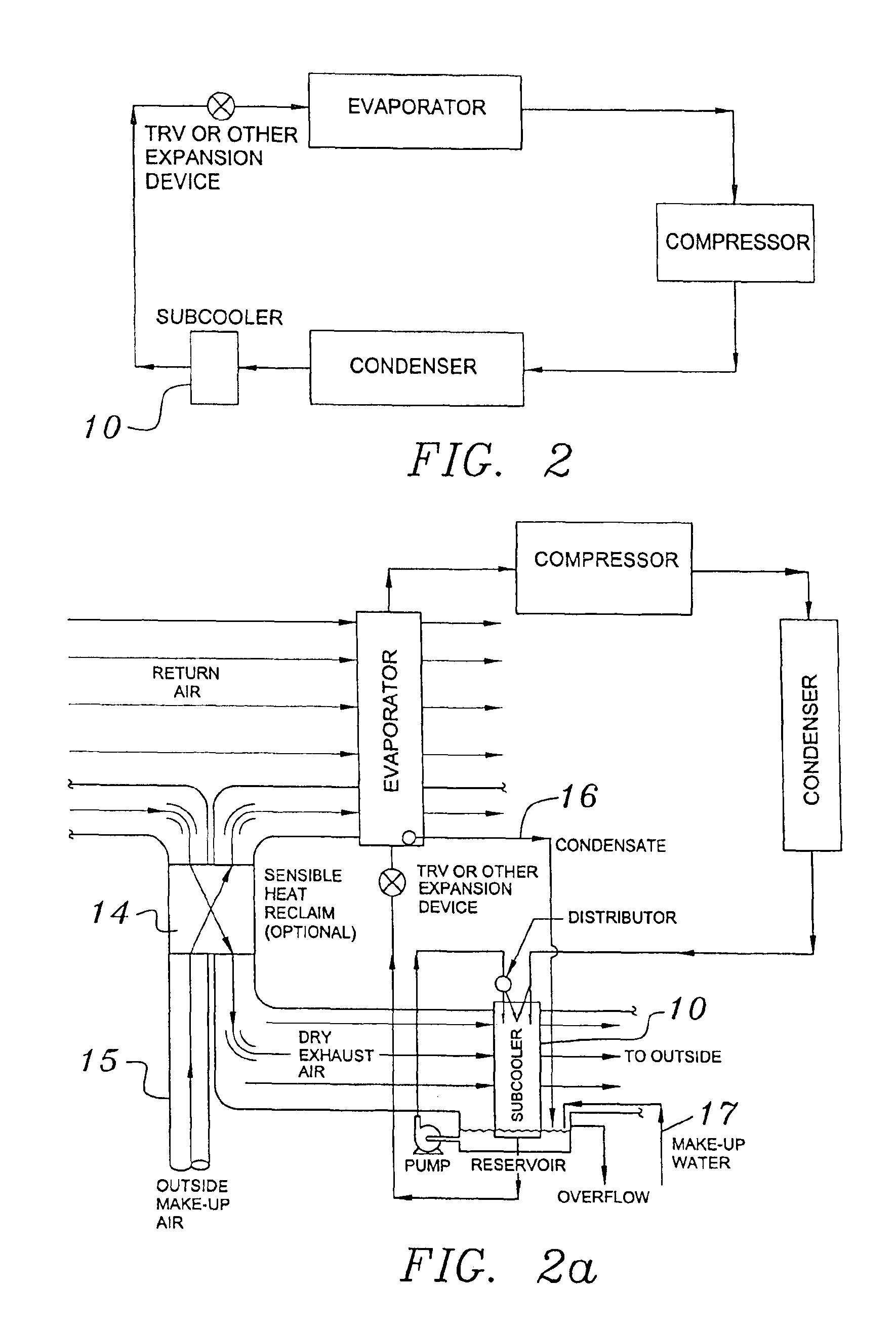 Building exhaust and air conditioner condensate (and/or other water source) evaporative refrigerant subcool/precool system and method therefor