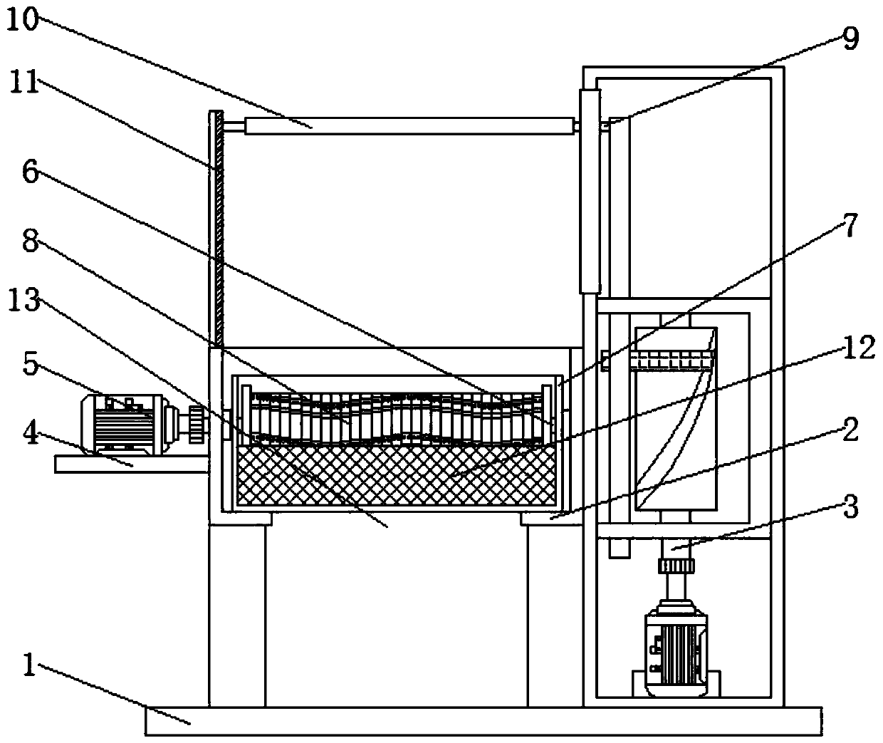 A crushing device for waste computer shells