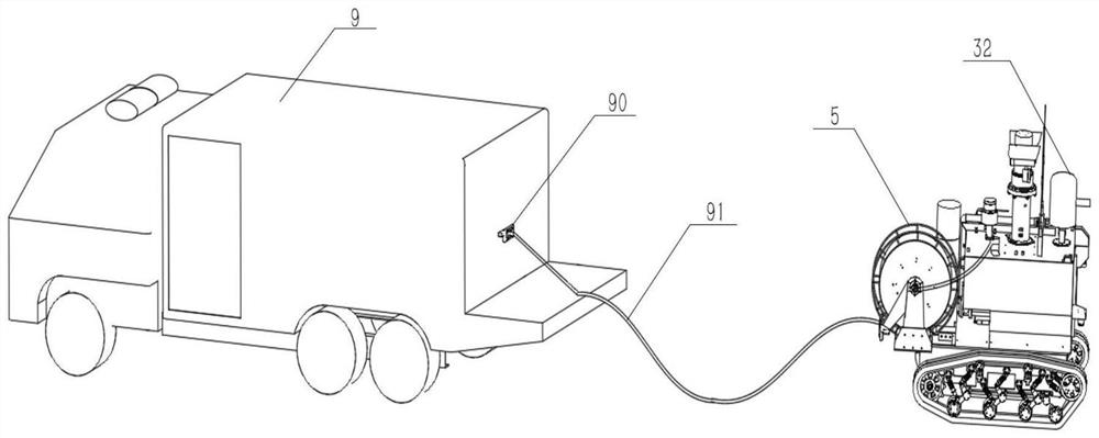 Fire-fighting robot system with uninterrupted water supply