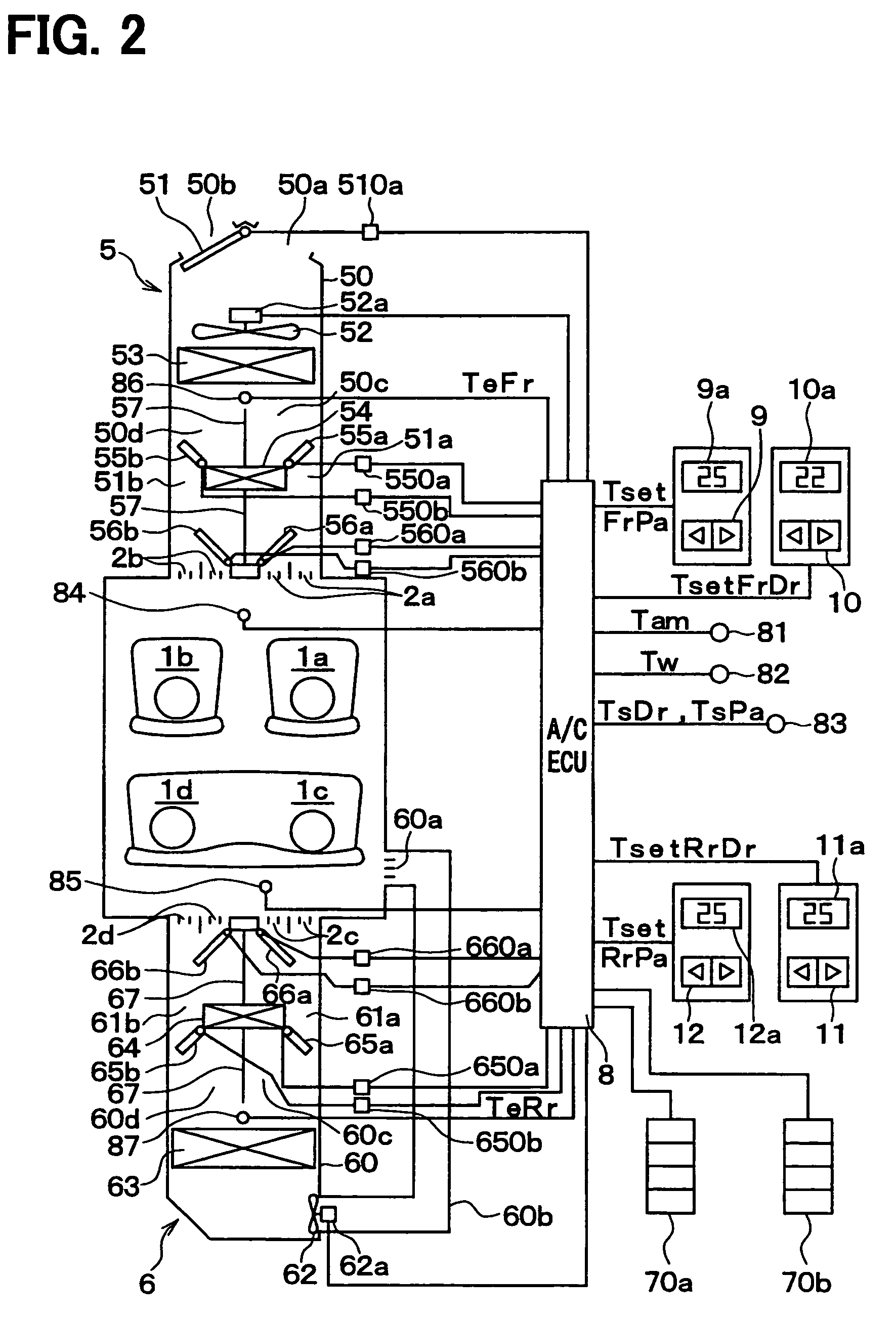 Air conditioning system for motor vehicle
