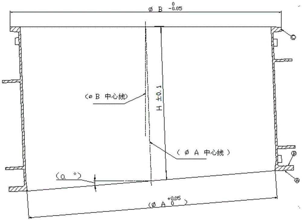 A non-orthogonal structure casing processing method and fixture