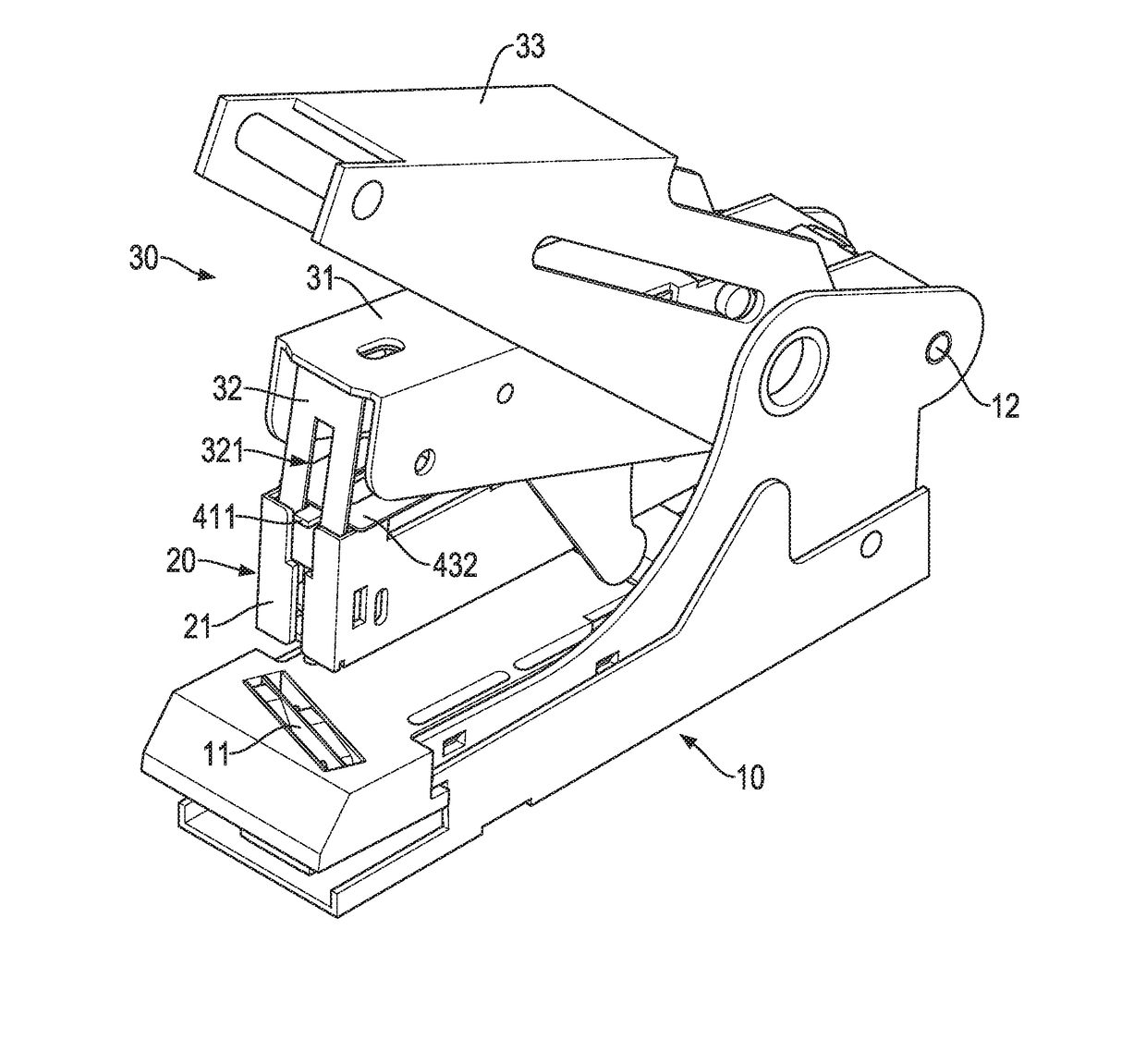 Stapler with a moveable staple pressing mechanism