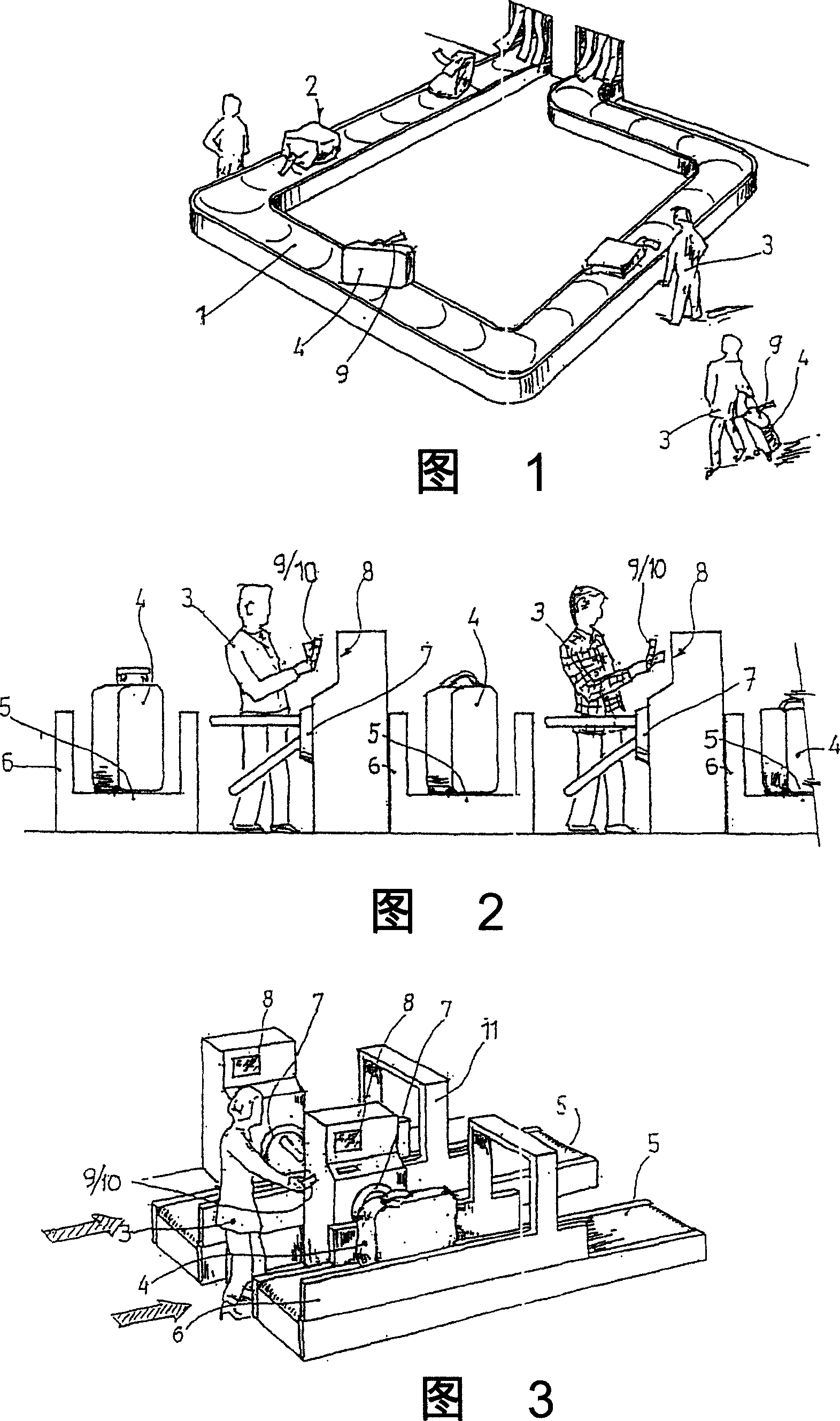 Control device for exiting of travelers with their luggage