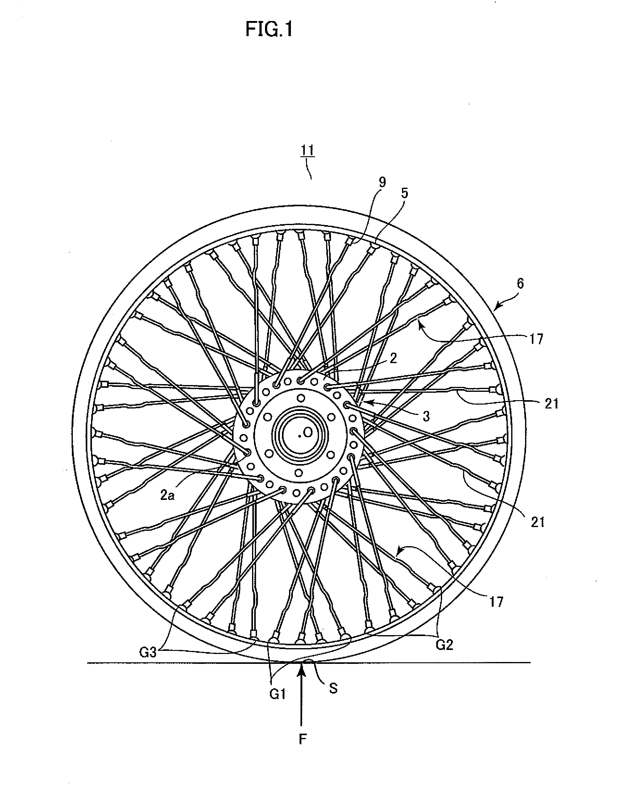 Spoke wheel and spoke using therefor