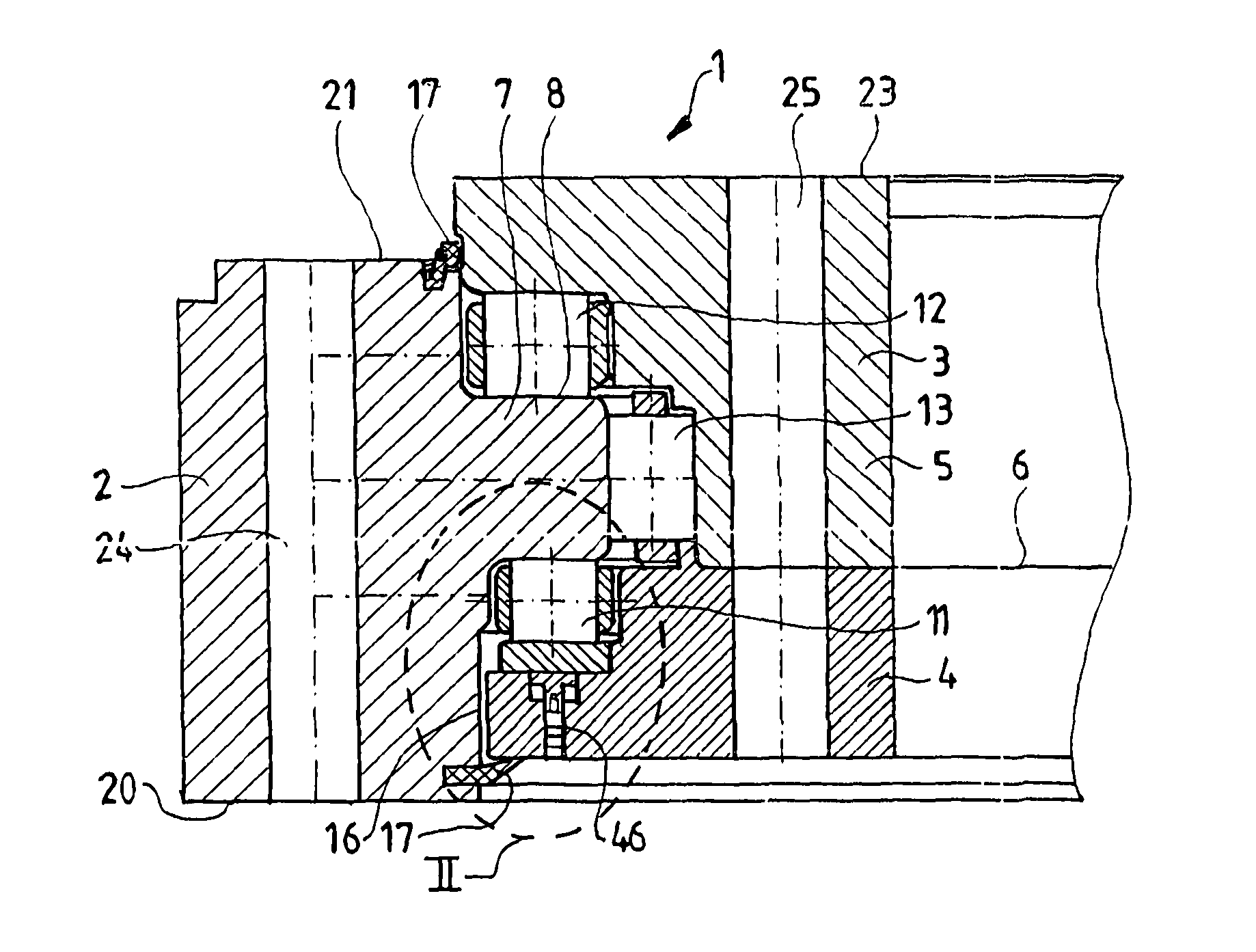 Rotor bearing for a wind power generating plant