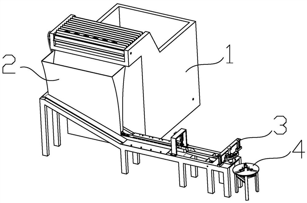 A torsion spring material distribution conveyor