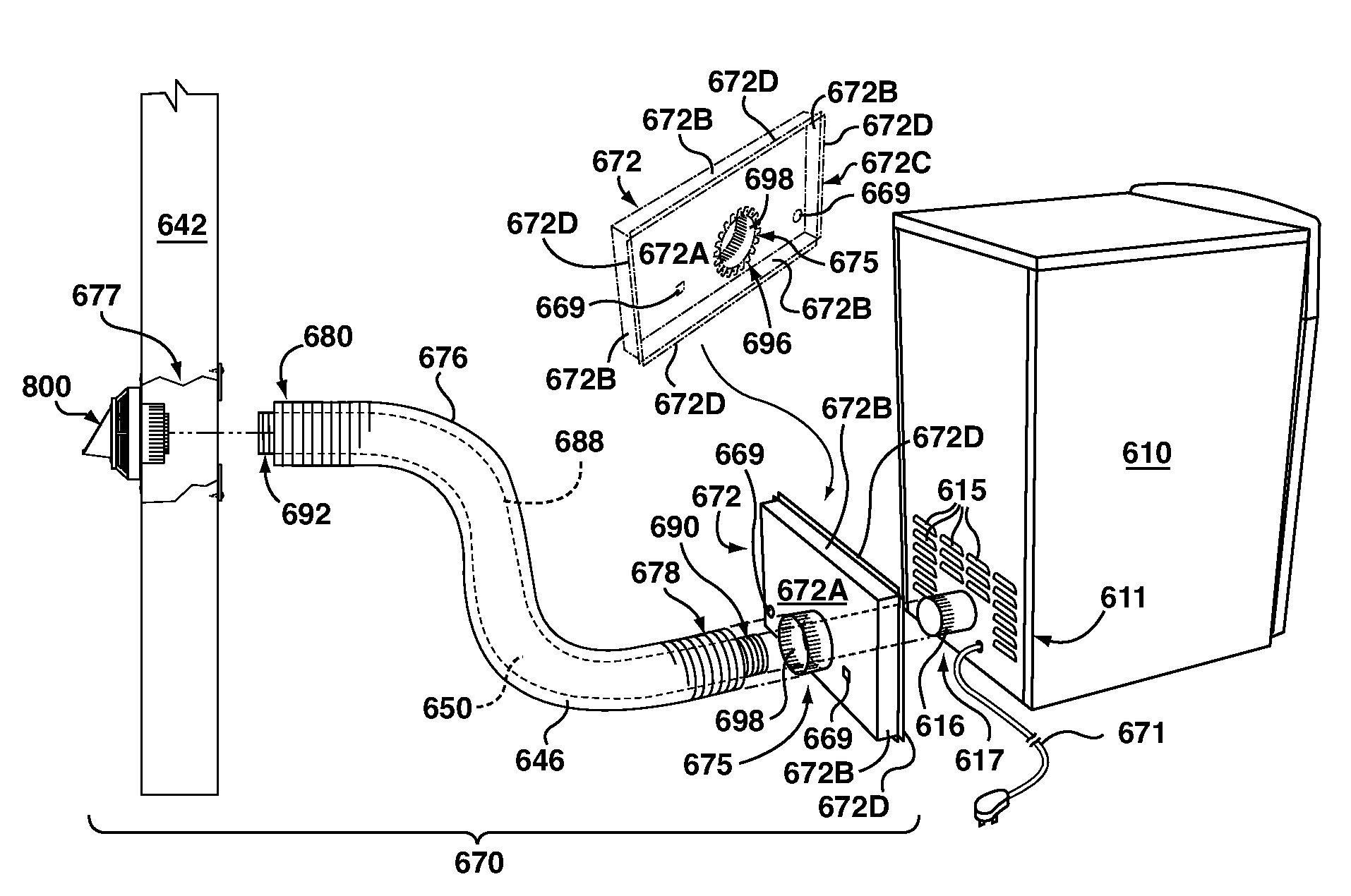 Dryer air circulation adaptor and filter and filter bypass assembly