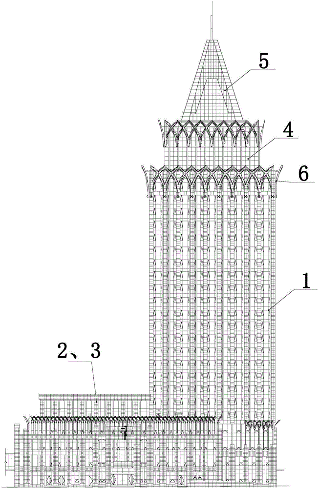 Building with petal steel-structure ornaments