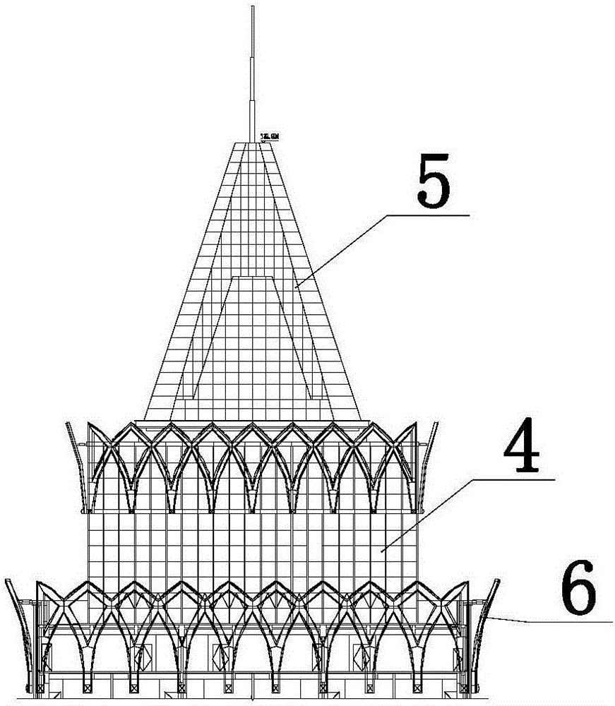 Building with petal steel-structure ornaments