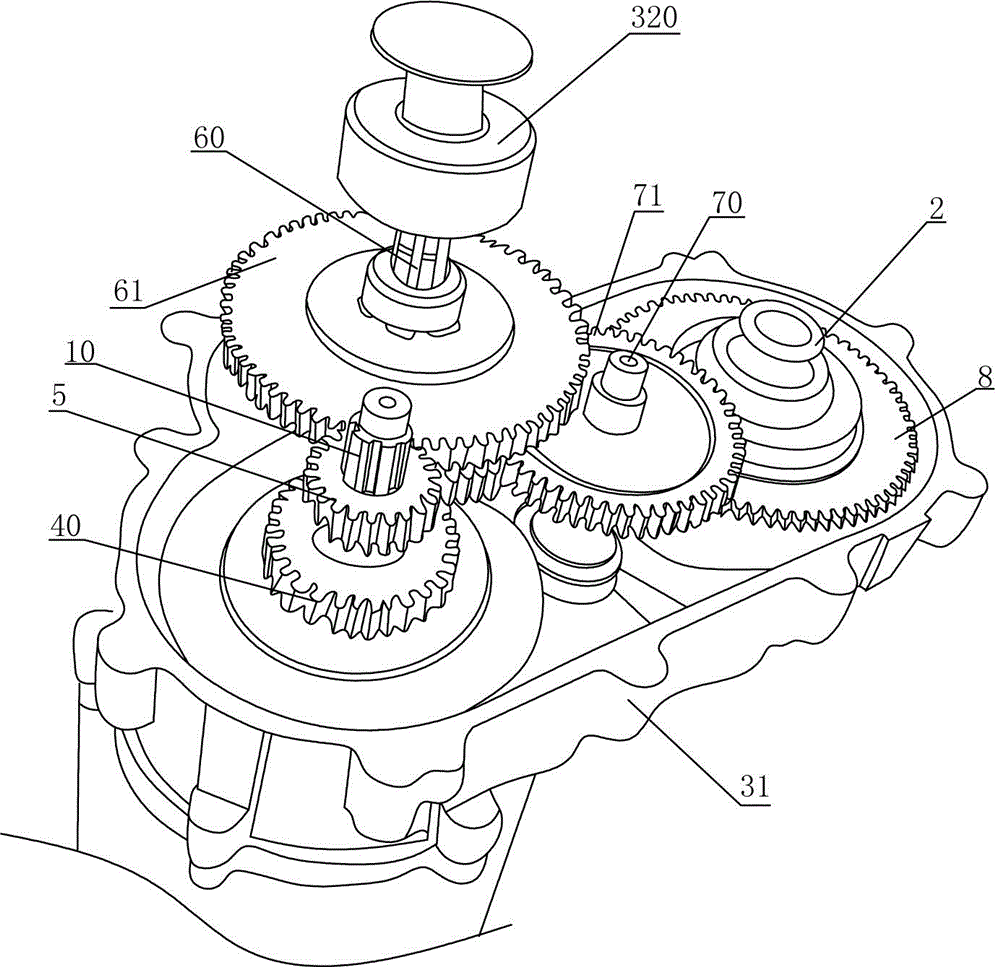 Gearbox of electric tricycle