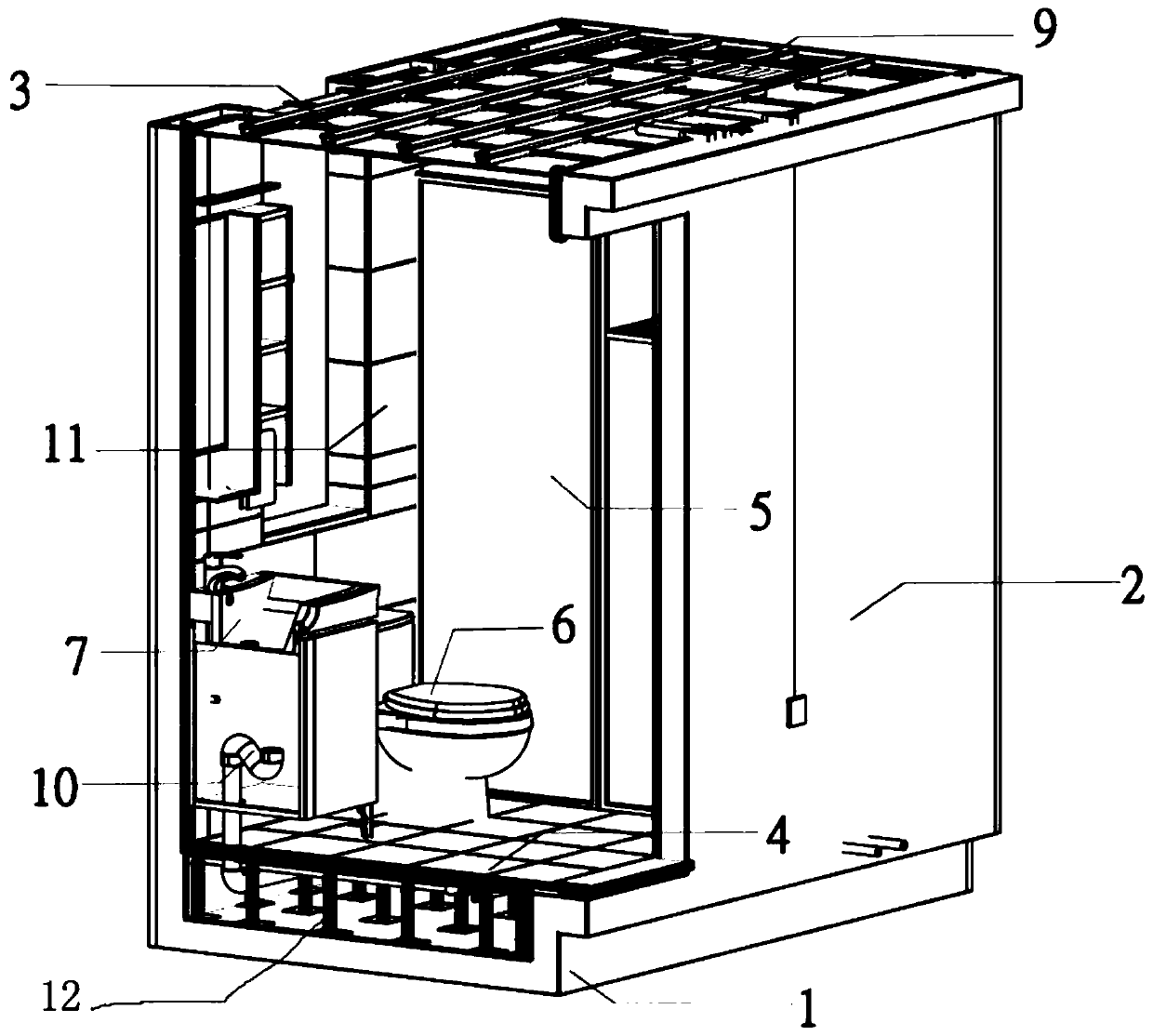 Structure, pipeline, heat preservation and decoration integrated assembly type toilet