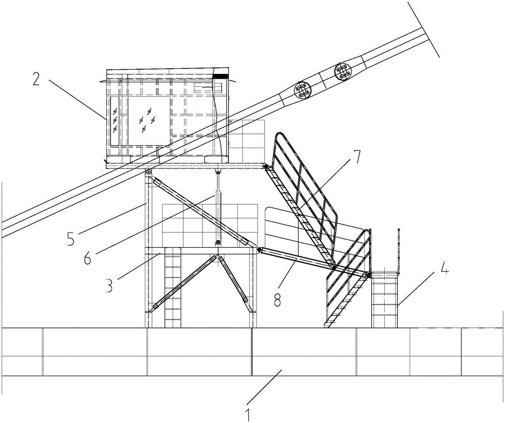 Pitching arm with operation chamber and material taking machine