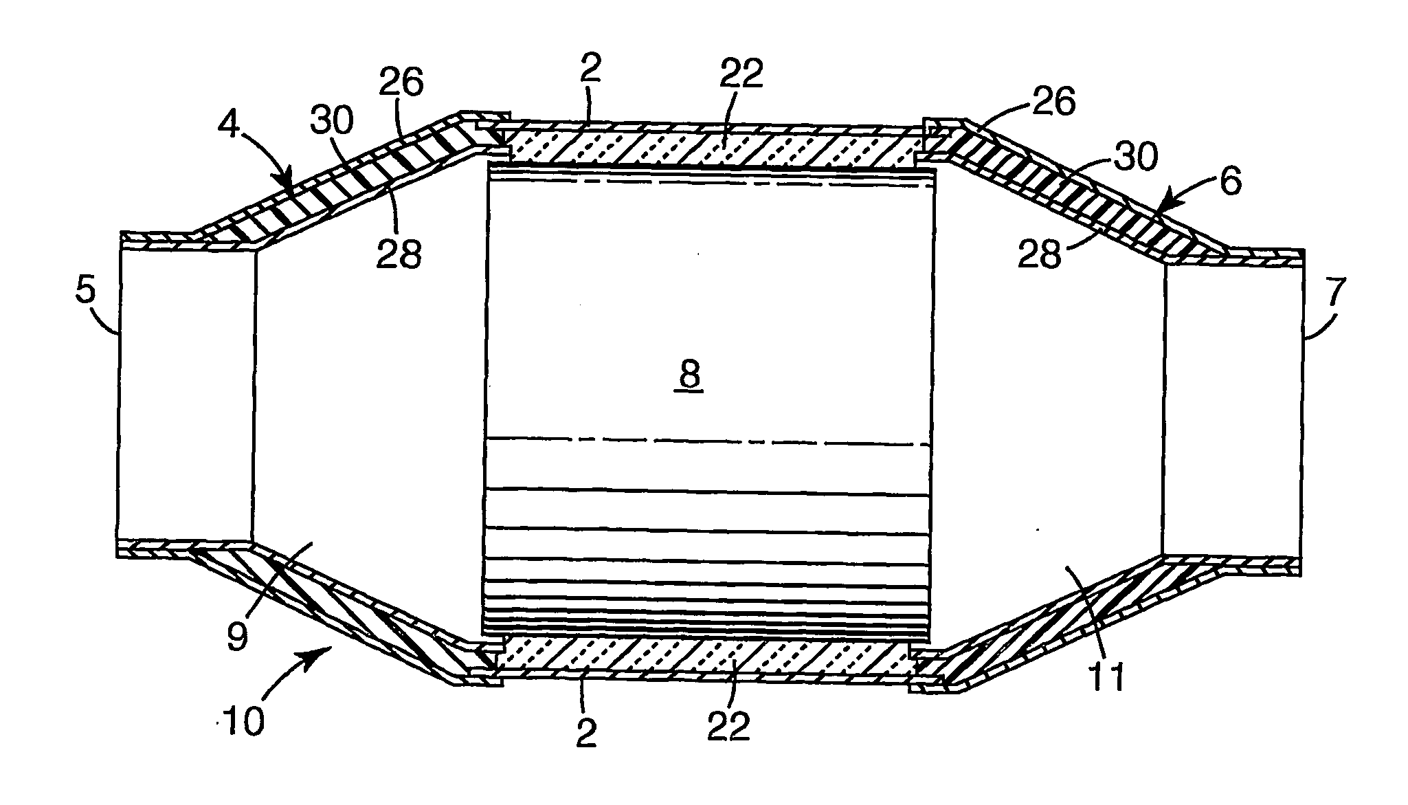 Non-classified end cone insulation for catalytic converter