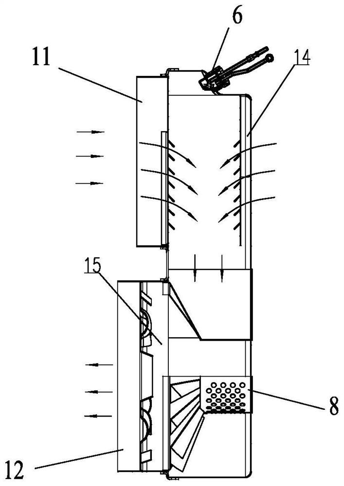 Mixing device for spraying at upper end of U-shaped end cover