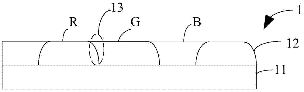 Color film substrate for display, method for manufacturing color film substrate and light mask thereof