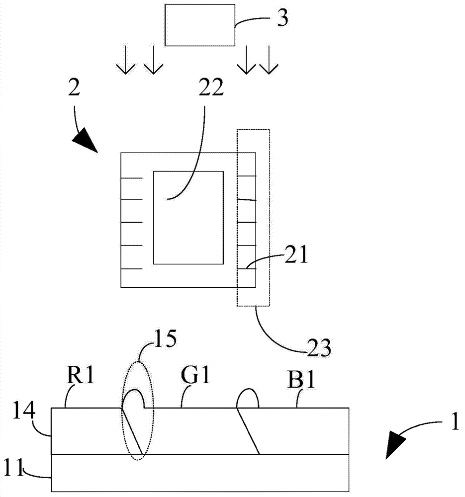 Color film substrate for display, method for manufacturing color film substrate and light mask thereof