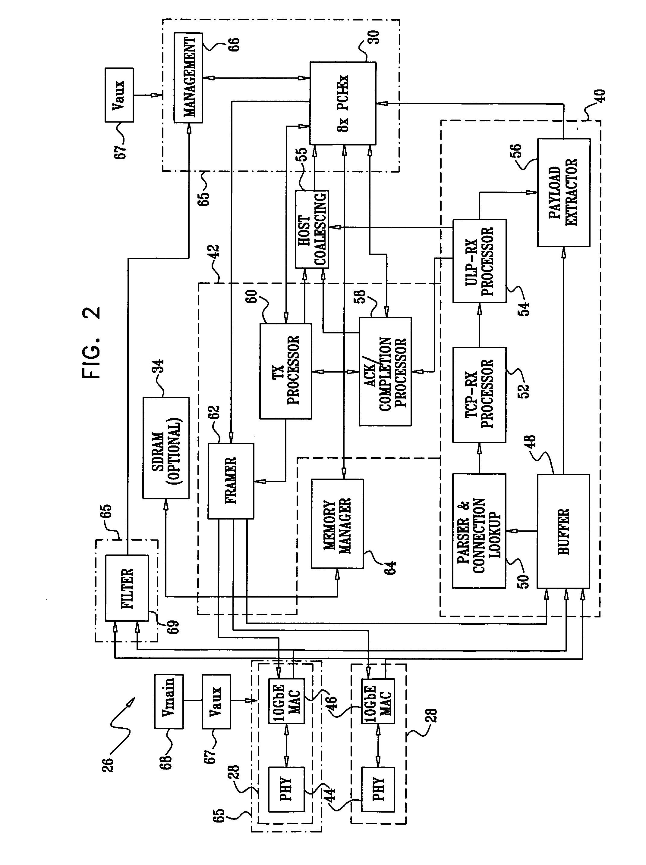 Efficient handling of work requests in a network interface device