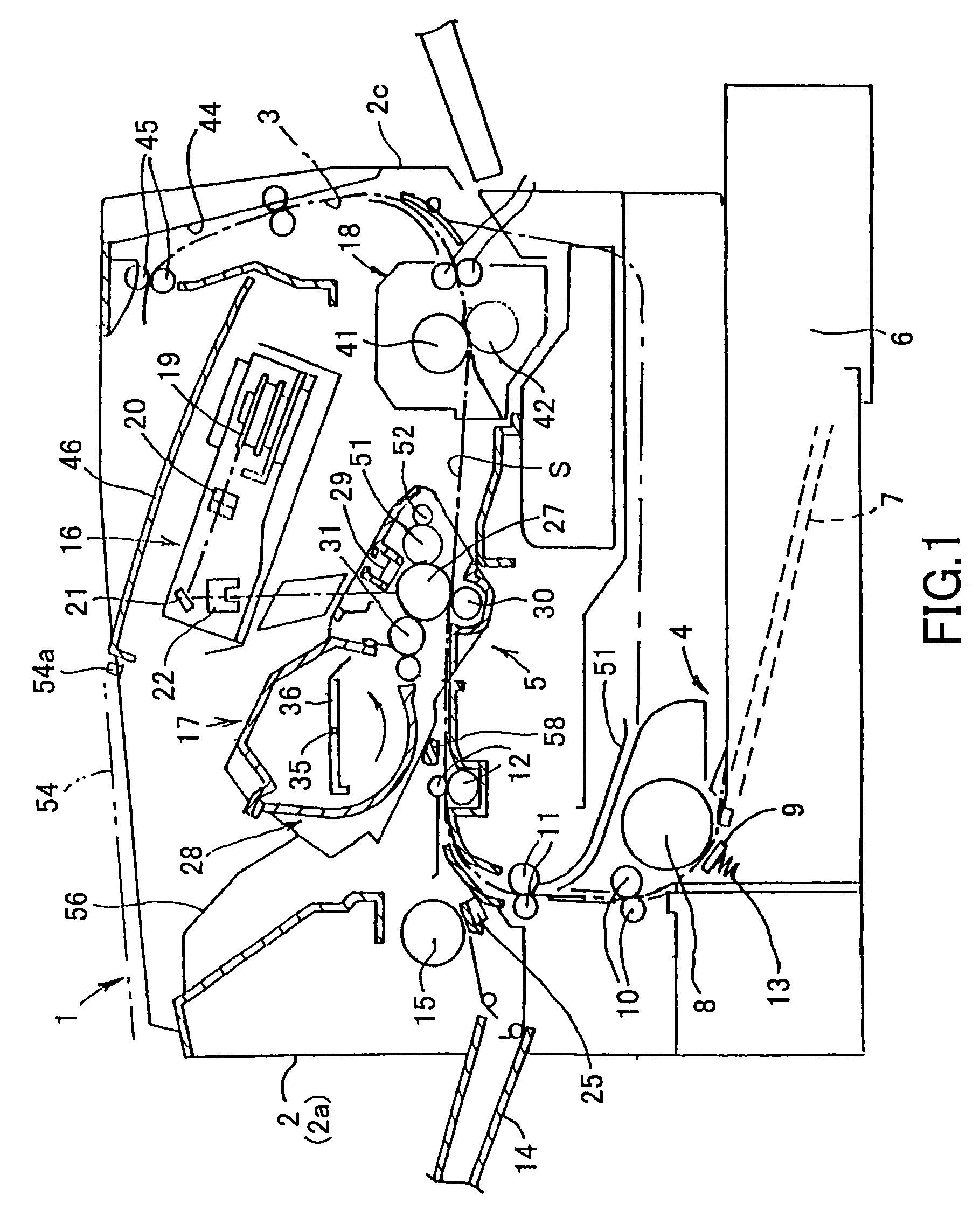 Image forming device and detachably loaded process unit