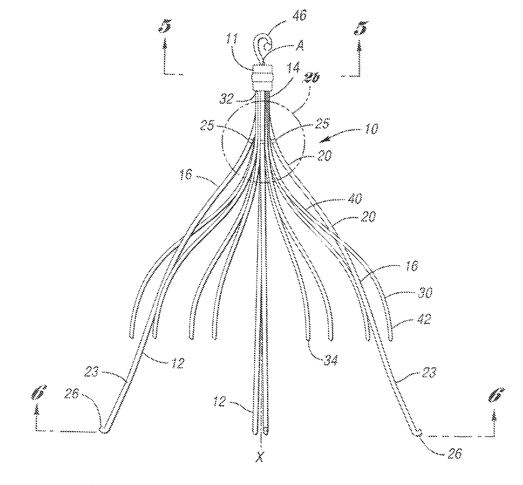 Removable vena cava filter comprising struts having axial bends