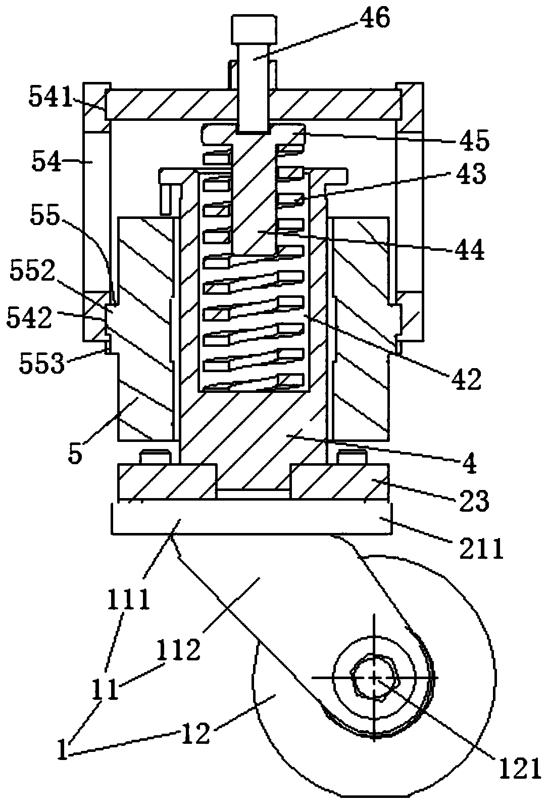 Slow vibration caster assembly