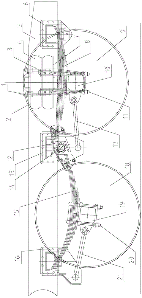 Leaf Spring Suspension System of Airbag Lifting Axle Structure and Vehicle