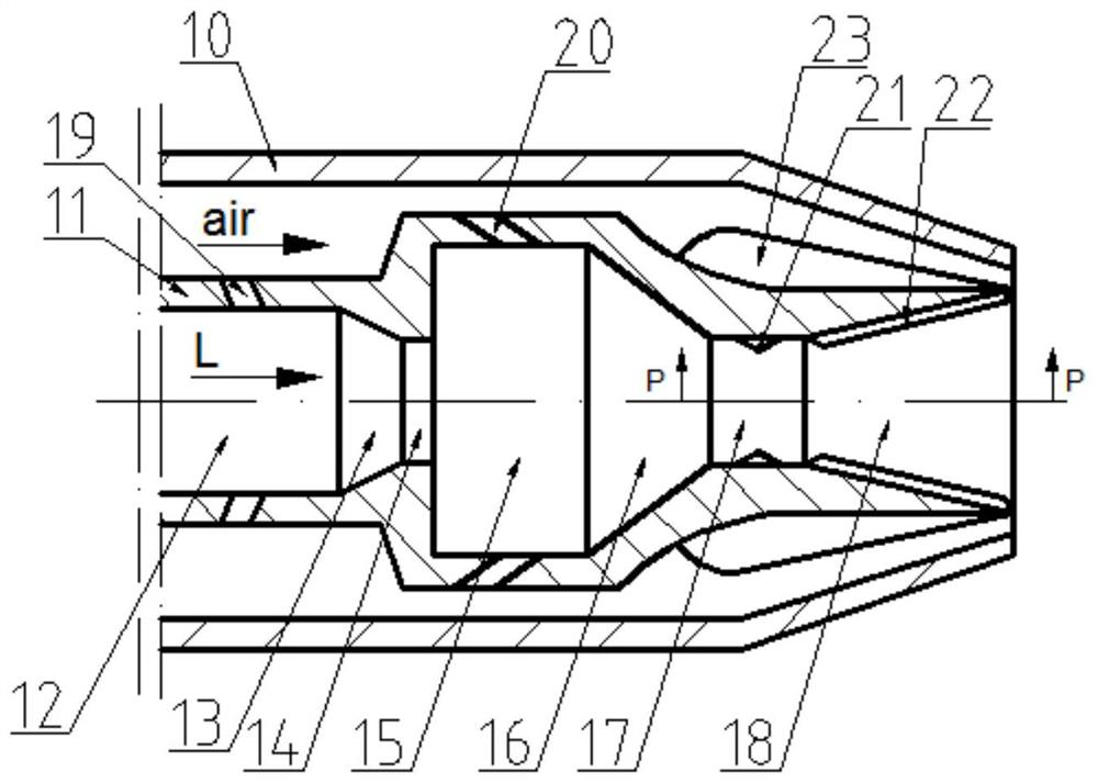 A vortex type cleaning spray device