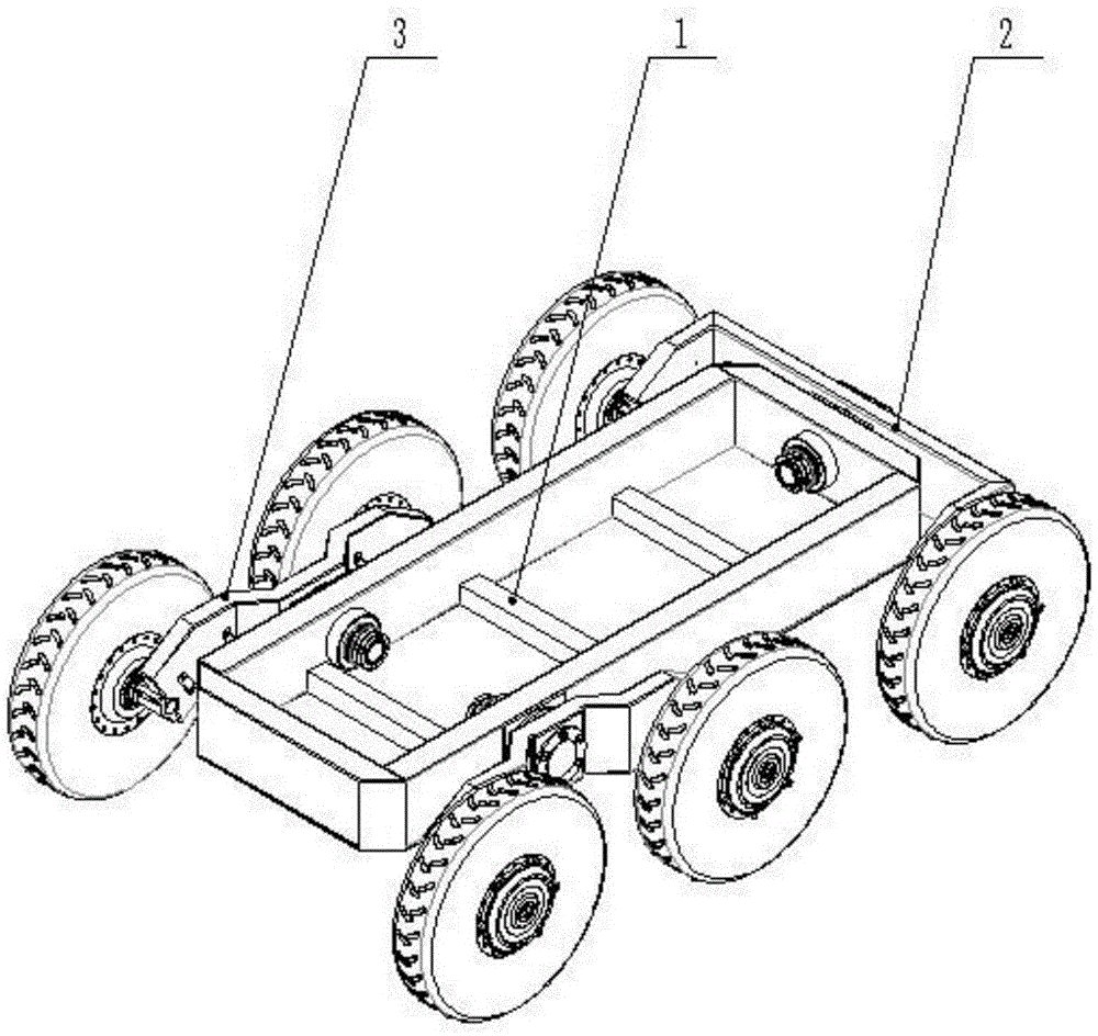 Vehicle frame chassis for radiation source detecting and processing robot, robot and application