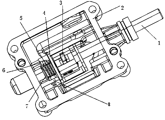 Gear selecting device of automobile gearbox
