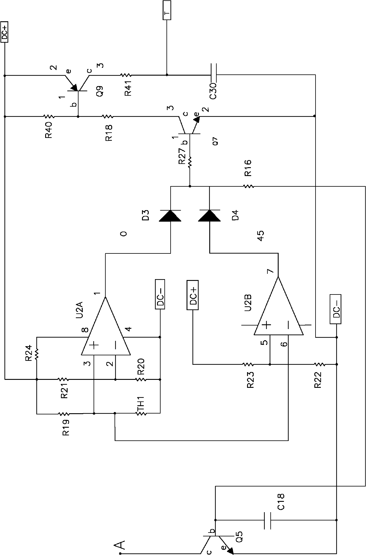 Temperature protection circuit for lithium ion battery charging and discharging